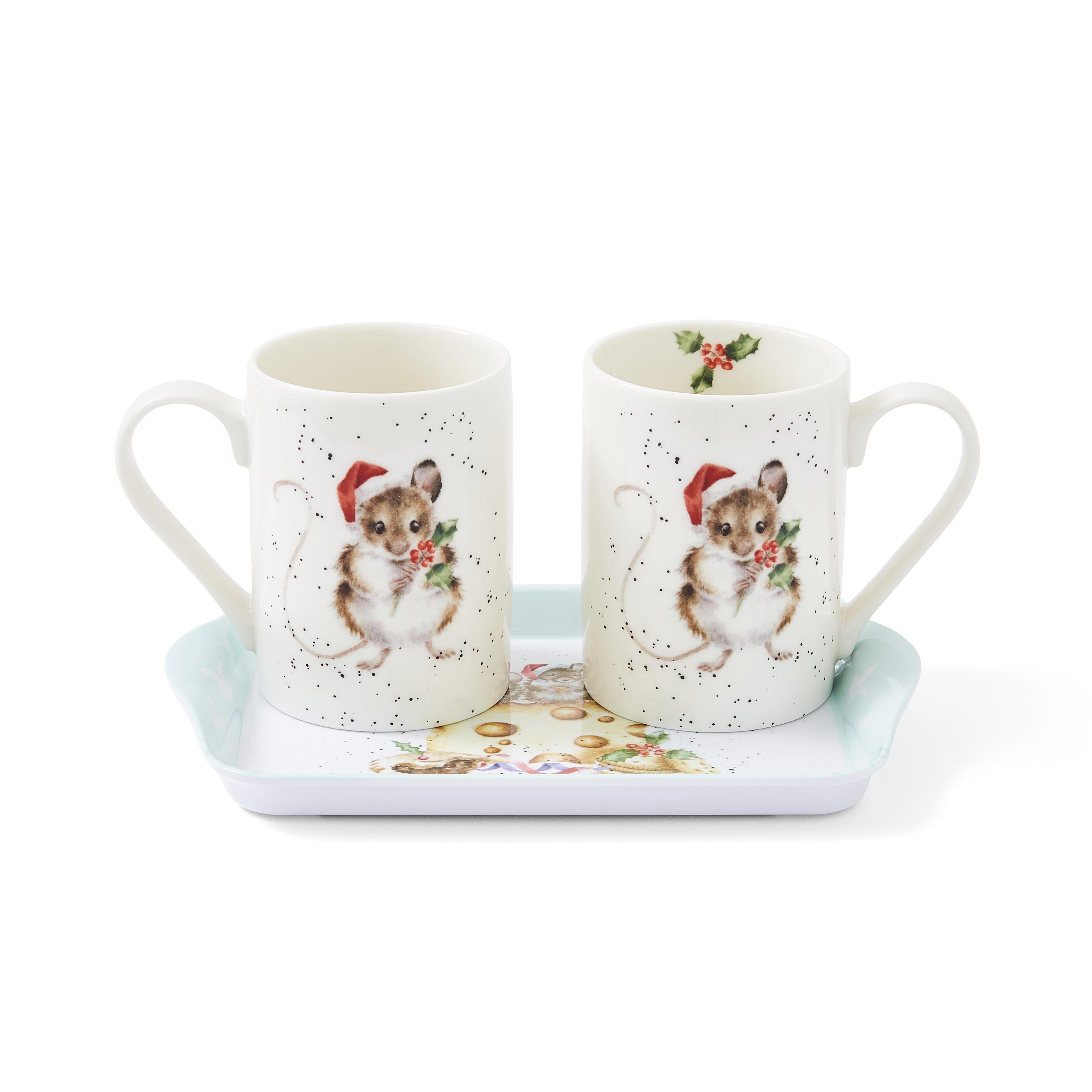 Wrendale Designs Holly Jolly Christmas 3 Piece Mug & Tray Set (Mouse) image number null
